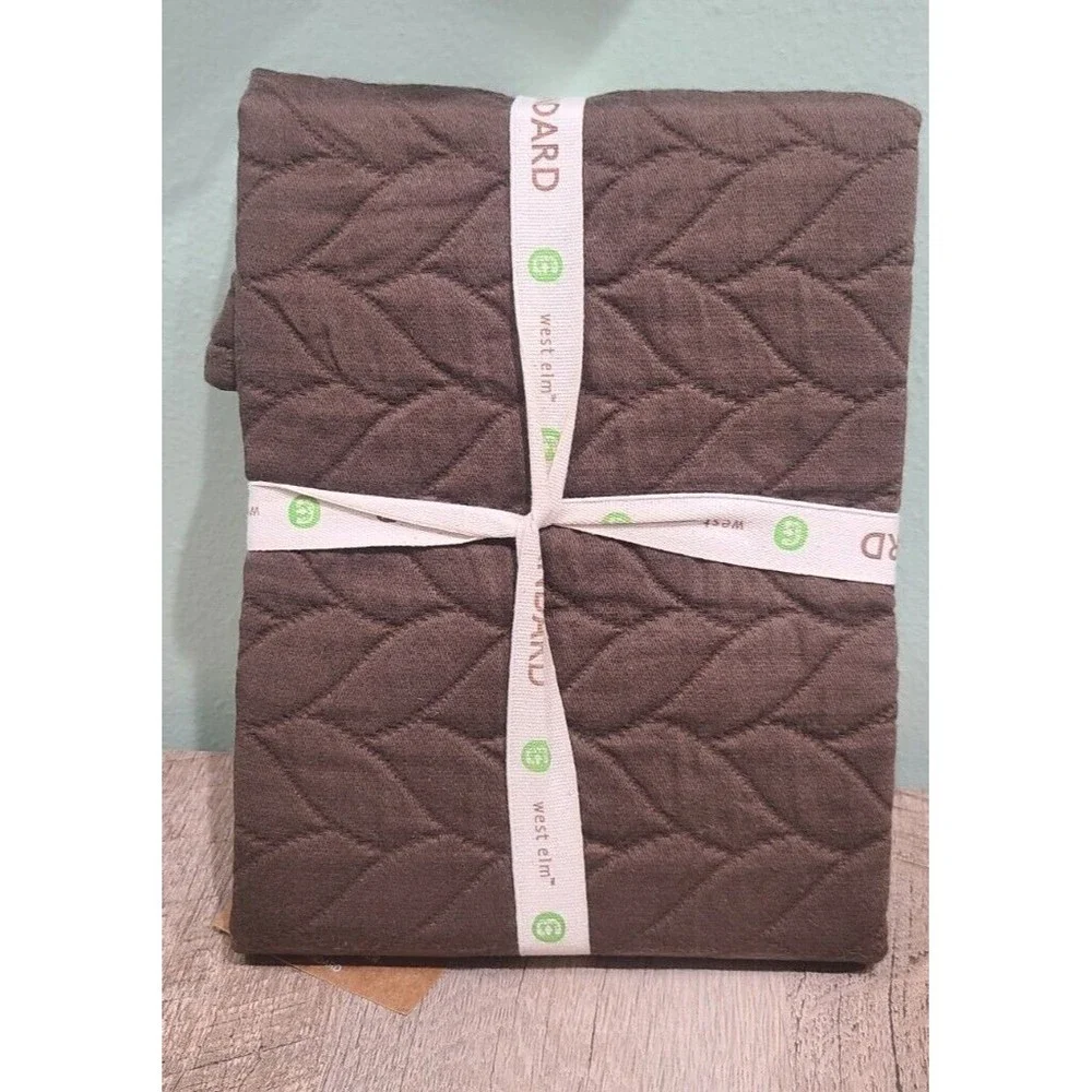1 West Elm Braided Matelasse Standard Sham Brown 100% Organic Cotton